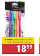Croxley Create Ballpoint Pens-Pack Of 5