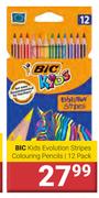 BIC Kids Evolution Stripes Colouring Pencils-Pack Of 12