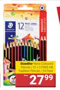 Steadtler Noris Coloured Pencils 12+2 Free HB Tradition Pencils-Pack Of 24
