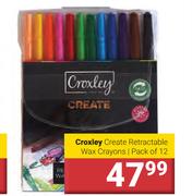 Croxley Create Retractable Wax Crayons-Pack Of 12