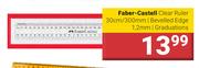 Faber Castell Clear Ruler 30cm/300mm Bevelled Edge 1.2mm Graduations