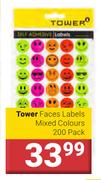 Tower Faces Labels Mixed Colours 200 Pack
