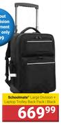 Schoolmate Large Division + Laptop Trolley Backpack Black