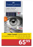 Faber Castell Graphite Sketch Set 6 Graphite Pencils+2H/HB/B/2B/4B/6B+Sharpener+Eraser