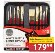 Daler Rowney White Bristle Brush Zip Case 10 Pack