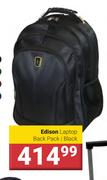Edison Laptop Backpack Black