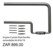 Inspire Curtain Rod Double Extendable Kit d16/19