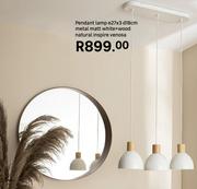 Inspire Venosa Pendant Lamp E27 x 3 D18cm (Metal Matt White+Wood Natural) 