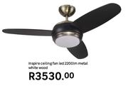 Inspire Ceiling Fan LED 2200Lm (Metal White Wood)