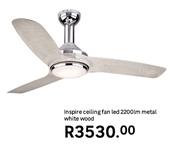 Inspire Ceiling Fan LED 2200Lm (Metal White Wood)