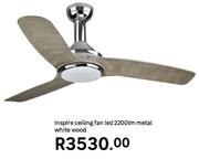 Inspire Ceiling Fan LED 2200Lm (Metal White Wood)