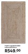 Inspire Rug Jute Braided Natural 60 x 110cm