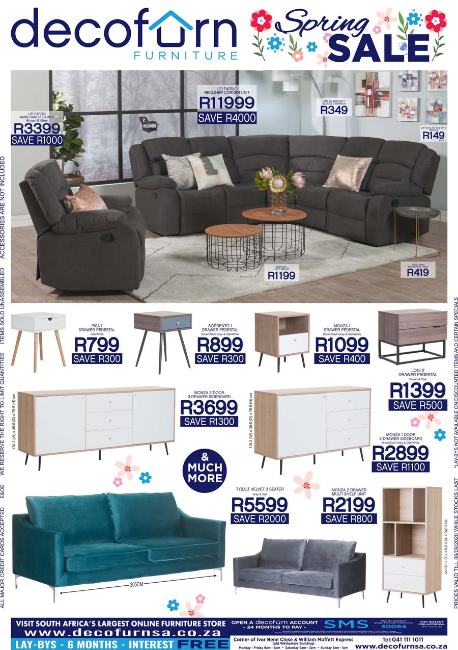 Decofurn Eastern Cape Spring Sale 06 September 2020 While