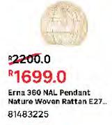 Erna 360 Nal Pendant Nature Woven Rattan E27 81483225