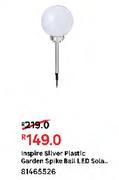 Inspire Silver Plastic Garden Spike Ball LED Sola 81465526