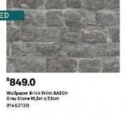 Wallpaper Brick Print RASCH Grey Stone 10 m 81462120-5m X 53cm