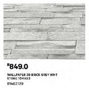 Wallpaper 3D Brick Grey WHT Stone 81462129-10m X 53
