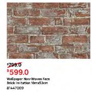 Wallpaper Non-Woven Face Brick Imitation 81447009-10m X 53cm 