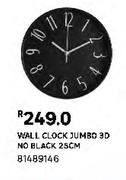 Wall Clock Jumbo 3D No Black 81489146-25cm