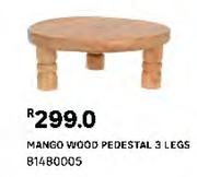 Mango Wood Pedestal 3 Legs 81480005