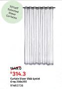 Curtain Sheer Slub Eyelet Grey 81482726-230 x 250