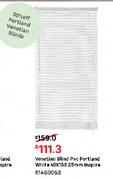 Venetian Blind PVC Portland White 40 x 155 25mm Inspire 81460063