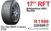Bridgestone S001 Runflat Tyre - 225/50R17 RFT