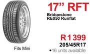 Bridgestone RE050 Runflat Tyre - 205/45R17 RFT