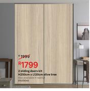 2 Sliding Doors Kit 250cm x 120cm (Olive Tree)