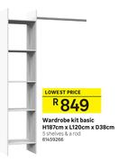 Wardrobe Kit Basic 187cm x 120cm x 38cm
