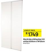 Wardrobe Sliding Door Kit (White) 250 x 120 cm