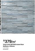 Artens Ocean Blue Vinyl Click 940mm x 150mm-1.4Sqm/Box