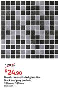 Mosaic Reconstituted Glass Tile Black & Grey Pool Mix 327mm x 327mm