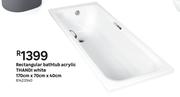 Thandi White Rectangular Bathtub Acrylic 170cm x 70cm x 40cm