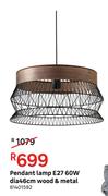 Pendant Lamp E27 60W Dia 46cm Wood & Metal