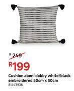 Cushion Abeni Dobby White/Black Embroidered 50cm x 50cm