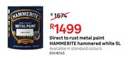 Hammerite 5L Hammered White Direct To Rust Metal Paint
