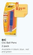 BIC Clic Ball Pens-2 Per Pack