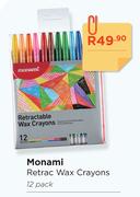 Monami Retrac Wax Crayons-12 Per Pack