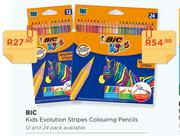 BIC Kids Evolution Stripes Colouring Pencils-12 Per Pack