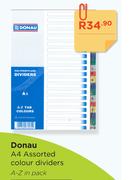 Donau A4 Assorted Colour Dividers A-Z In Pack