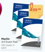 Marlin A4 Exam Pad 100 Sheets 3 Pack