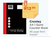 Croxley A4 1 Quire Counter Book 96 Page Feint & Margin