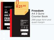 Freedom A4 3 Quire Counter Book 288 Page Feint & Quad Margin
