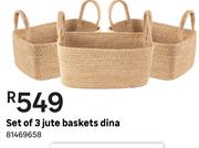 Set Of 3 Jute Basket Dina