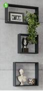 Set Of 2 Rectangle Shelves Black 45cm x 27cm x 11.5cm/40cm x 22cm x 11.5cm