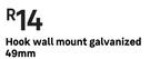 Hook Wall Mount Galvanised 49mm