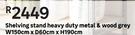 Shelving Stand Heavy Duty Metal & Wood Grey W150cm x D60cm x H190cm