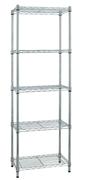 Shelving Unit 5 Tier Metal Wire Chrome W60cm x D35cm x H180cm