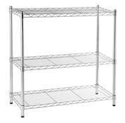 Shelving Unit 3 Tier Metal Wire Chrome W60cm x D35cm x H90cm